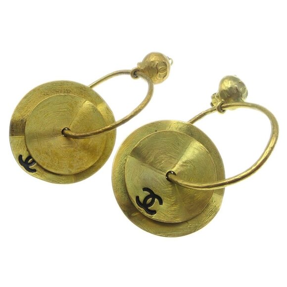 Chanel Hoop Dangle Earrings Clip-On Gold 94A 68500 - Picture 1 of 4
